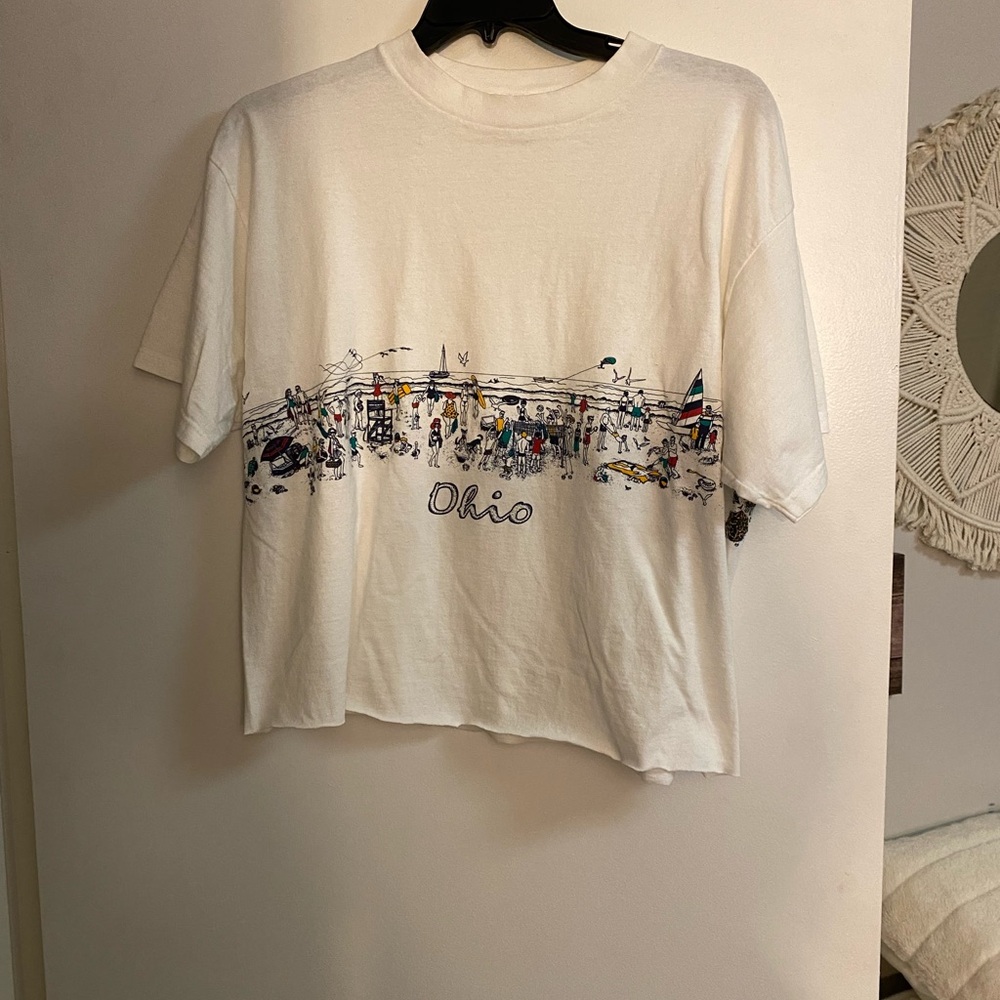 Vintage White Ohio Graphic Crop T-Shirt